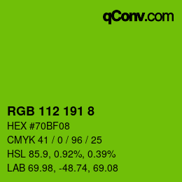 颜色代码: RGB 112 191 8 | qconv.com
