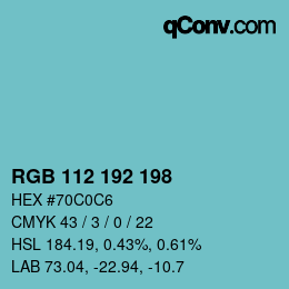 Color code: RGB 112 192 198 | qconv.com