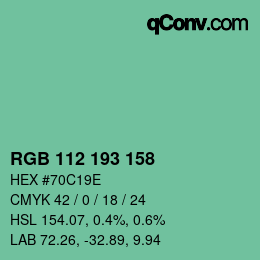 Color code: RGB 112 193 158 | qconv.com