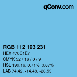 颜色代码: RGB 112 193 231 | qconv.com