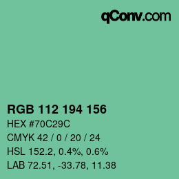 Código de color: RGB 112 194 156 | qconv.com