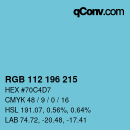 Farbcode: RGB 112 196 215 | qconv.com