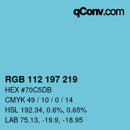 Color code: RGB 112 197 219 | qconv.com