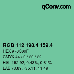 カラーコード: RGB 112 198.4 159.4 | qconv.com