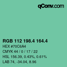 カラーコード: RGB 112 198.4 164.4 | qconv.com