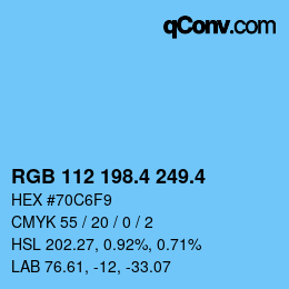 カラーコード: RGB 112 198.4 249.4 | qconv.com