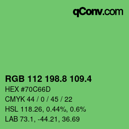 カラーコード: RGB 112 198.8 109.4 | qconv.com