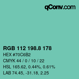 カラーコード: RGB 112 198.8 178 | qconv.com