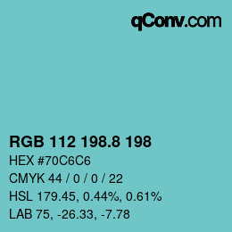 Farbcode: RGB 112 198.8 198 | qconv.com