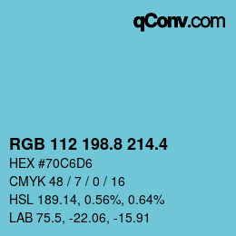 カラーコード: RGB 112 198.8 214.4 | qconv.com
