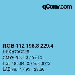 カラーコード: RGB 112 198.8 229.4 | qconv.com