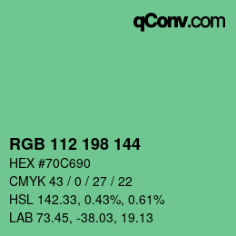 Color code: RGB 112 198 144 | qconv.com