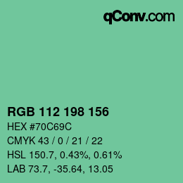 Color code: RGB 112 198 156 | qconv.com