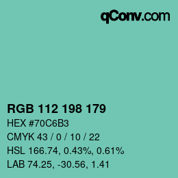 Color code: RGB 112 198 179 | qconv.com