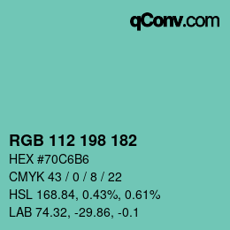 Color code: RGB 112 198 182 | qconv.com