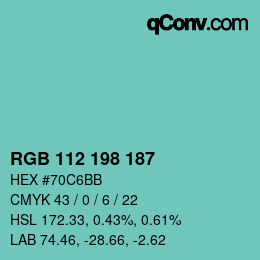 Color code: RGB 112 198 187 | qconv.com
