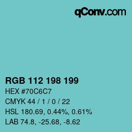 Color code: RGB 112 198 199 | qconv.com