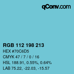 Color code: RGB 112 198 213 | qconv.com