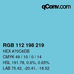 Color code: RGB 112 198 219 | qconv.com