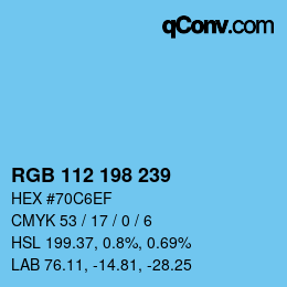 Color code: RGB 112 198 239 | qconv.com