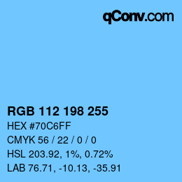 Color code: RGB 112 198 255 | qconv.com