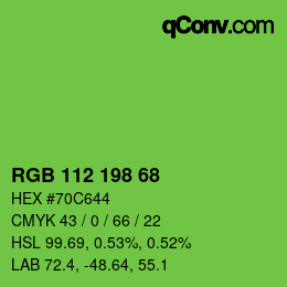 颜色代码: RGB 112 198 68 | qconv.com
