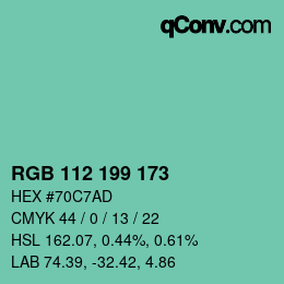 Color code: RGB 112 199 173 | qconv.com