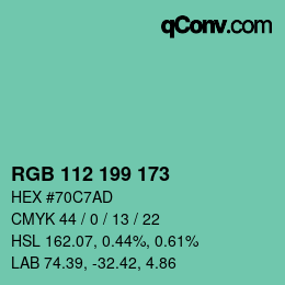 Color code: RGB 112 199 173 | qconv.com