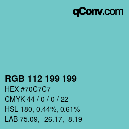 Color code: RGB 112 199 199 | qconv.com