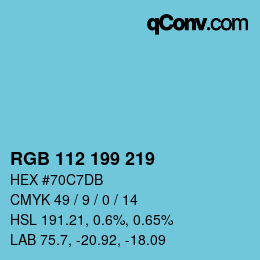 Color code: RGB 112 199 219 | qconv.com