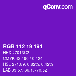 Color code: RGB 112 19 194 | qconv.com