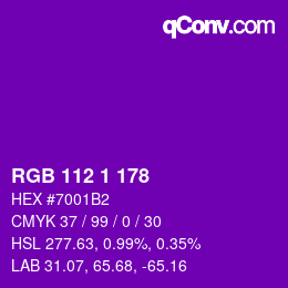 颜色代码: RGB 112 1 178 | qconv.com