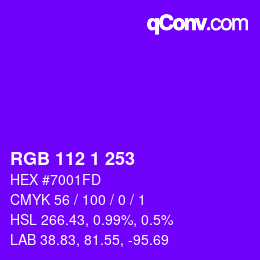 Color code: RGB 112 1 253 | qconv.com