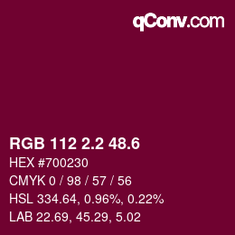 カラーコード: RGB 112 2.2 48.6 | qconv.com