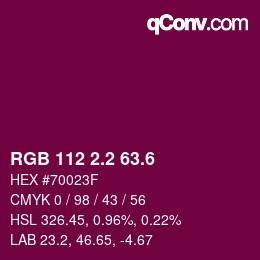 カラーコード: RGB 112 2.2 63.6 | qconv.com