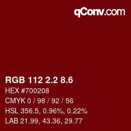 カラーコード: RGB 112 2.2 8.6 | qconv.com