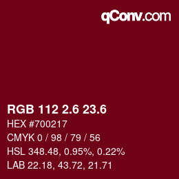 カラーコード: RGB 112 2.6 23.6 | qconv.com