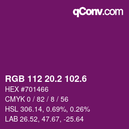 カラーコード: RGB 112 20.2 102.6 | qconv.com
