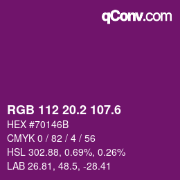 カラーコード: RGB 112 20.2 107.6 | qconv.com