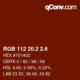 カラーコード: RGB 112 20.2 2.6 | qconv.com