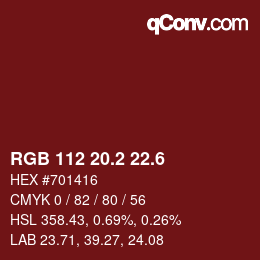 カラーコード: RGB 112 20.2 22.6 | qconv.com