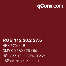 カラーコード: RGB 112 20.2 27.6 | qconv.com