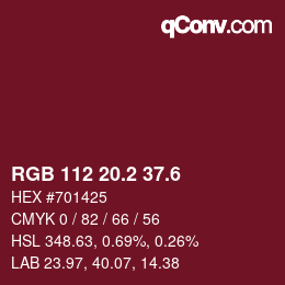 カラーコード: RGB 112 20.2 37.6 | qconv.com