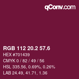 カラーコード: RGB 112 20.2 57.6 | qconv.com