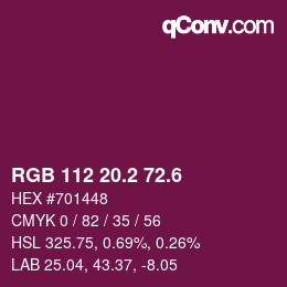 カラーコード: RGB 112 20.2 72.6 | qconv.com
