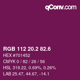 カラーコード: RGB 112 20.2 82.6 | qconv.com