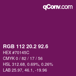 カラーコード: RGB 112 20.2 92.6 | qconv.com