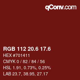 カラーコード: RGB 112 20.6 17.6 | qconv.com