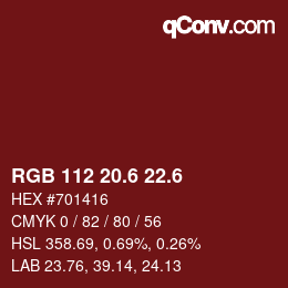 カラーコード: RGB 112 20.6 22.6 | qconv.com