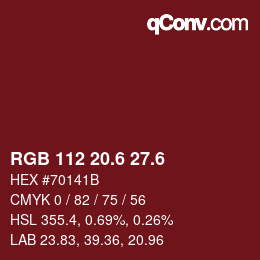 カラーコード: RGB 112 20.6 27.6 | qconv.com